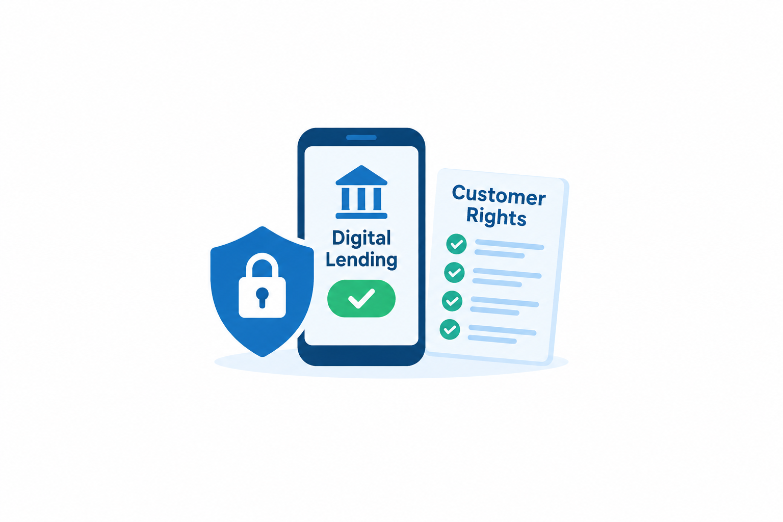 Digital lending customer rights in India showing secure online loan protection, transparency, privacy, and fair lending practices